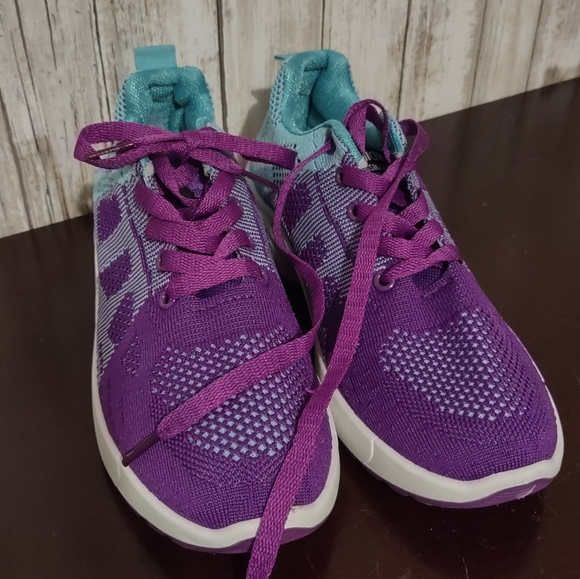 Plum/Turquoise knitted sneaker, running shoe size 8 - Picture 2 of 6